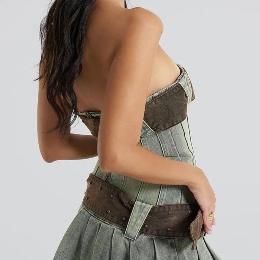 Jaded London denim mini dress w belts!!